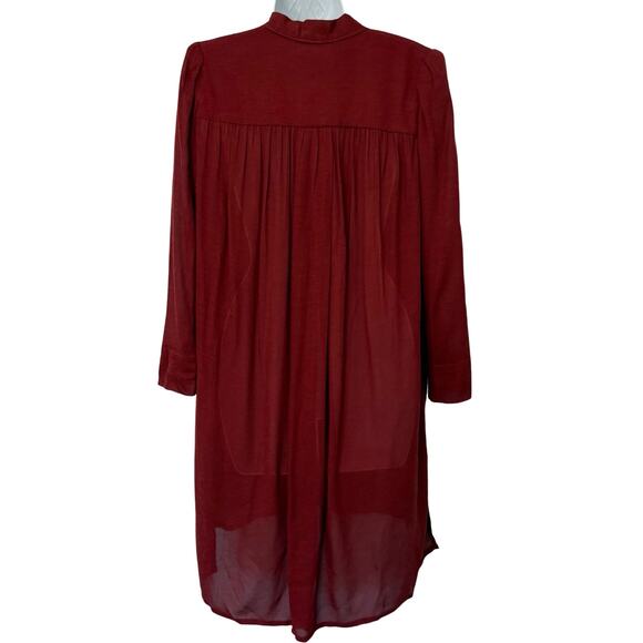 Isabel Marant Maroon Red Burgundy Long Sleeve V-Neck Split Hem Tunic Dress sz M - Picture 3 of 12